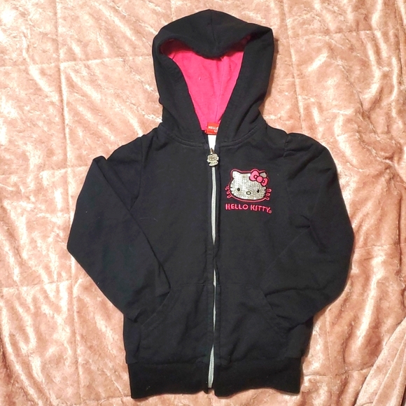 Girls Hello Kitty hoodie  with sequins zip up sweater size 6 - Picture 5 of 6
